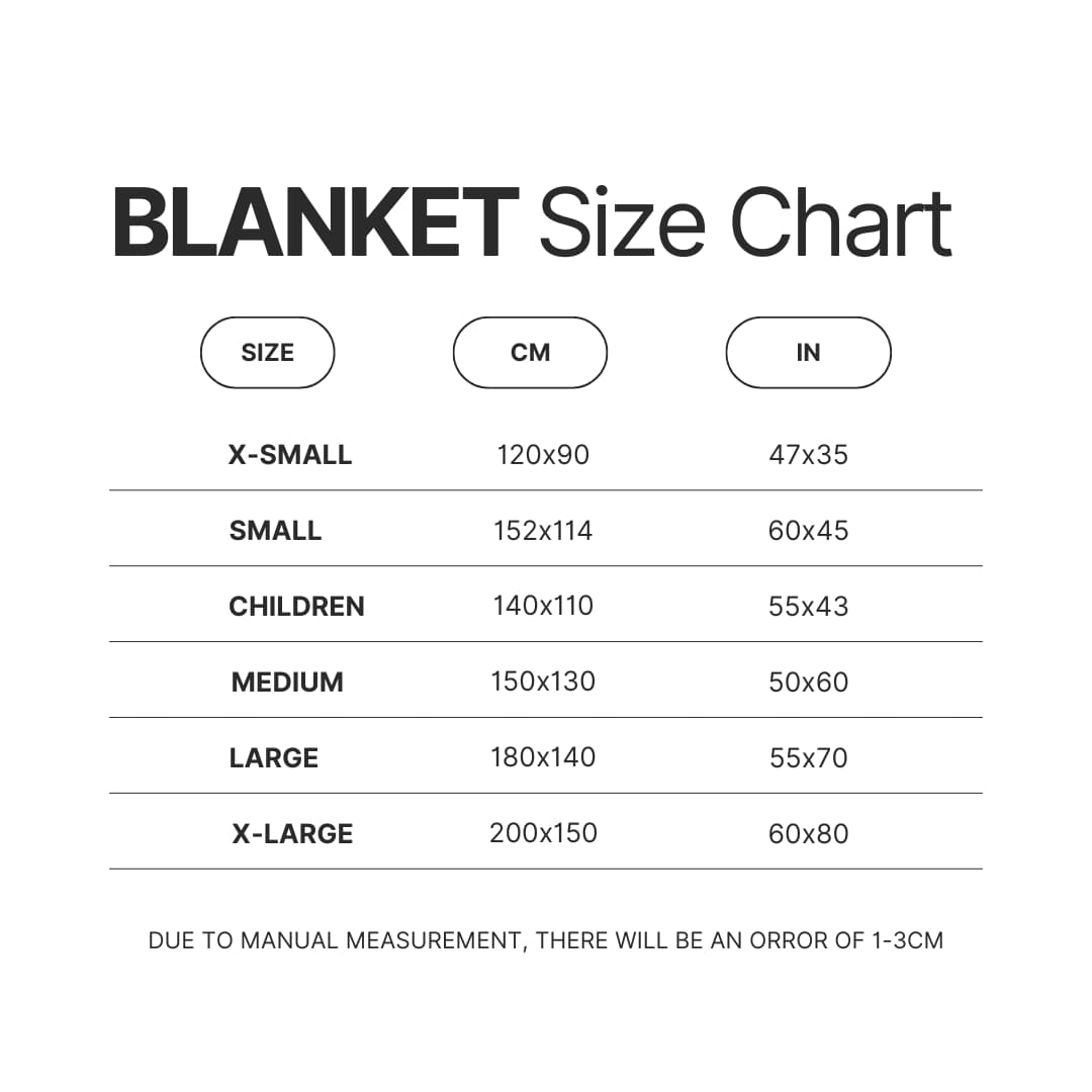 Blanket Size Chart - Violet Evergarden Merch