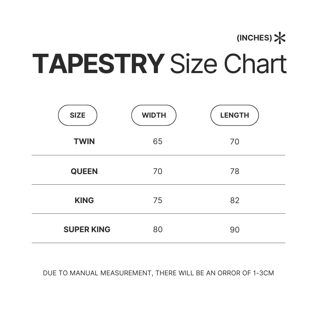 Tapestry Size Chart - Violet Evergarden Merch