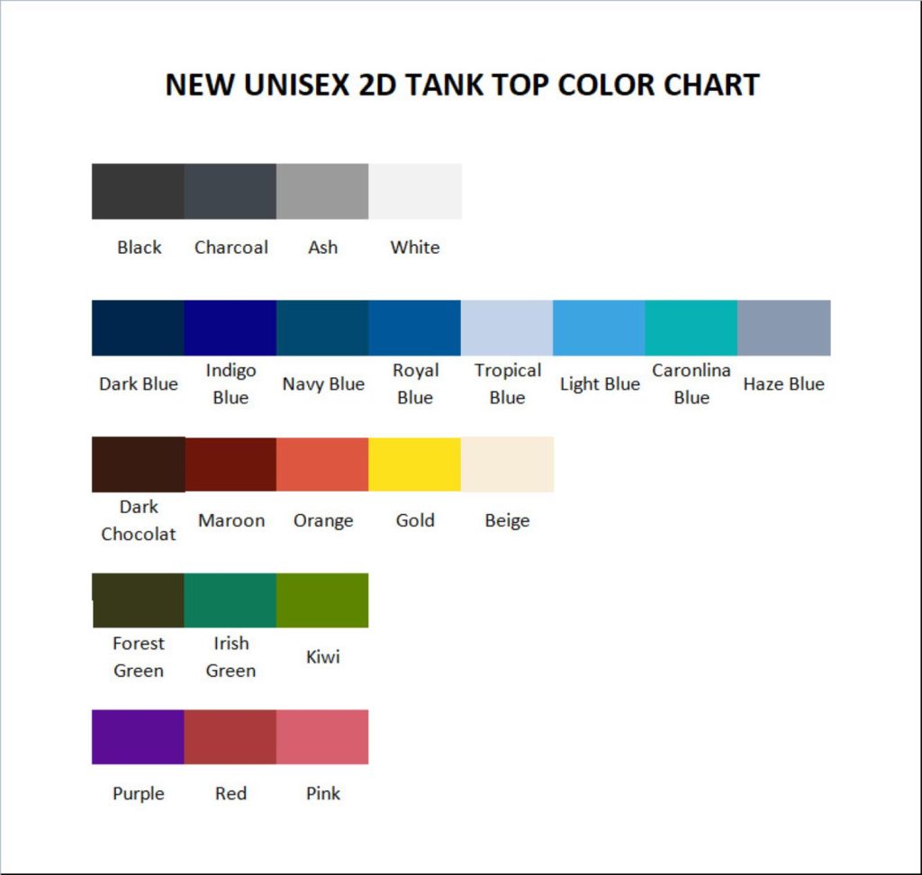 tank top color chart - Violet Evergarden Merch